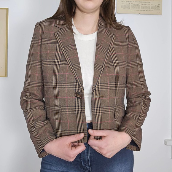 Madewell The Sutter Crop Blazer Size Small Williams Multi Plaid - Picture 3 of 9